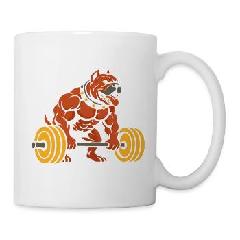 Muscular Bulldog Weightlifting Design - Mug - white - Right