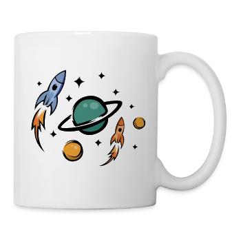 Retro Future Rockets & Planets Collage - Mug - white - Right