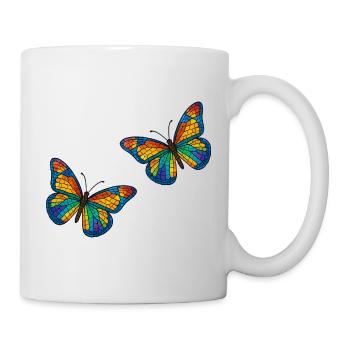 Conception de papillons en mosaïque colorée - Mug blanc - blanc - Droite