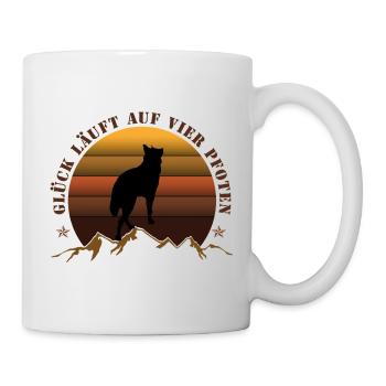 Abendlicher Wolf auf Bergkulisse - Tasse - Weiß - Rechts