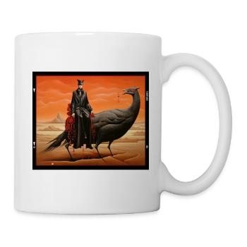 Fantasy bird with gothic figure surreal fantasy - Mug - white - Right