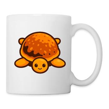 Wunderlicher Schildkröten-Pfannkuchen-Stil mit hellem Panzer - Tasse - Weiß - Rechts