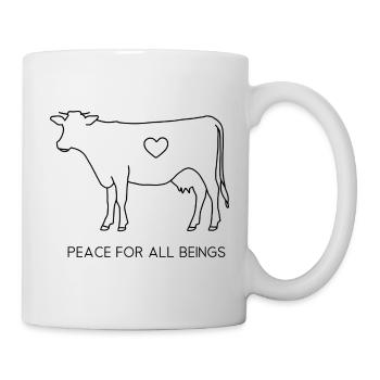 Peace for All Beings – Fine Line Cow - Mug - white - Right