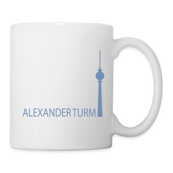 Minimalistisch Silhouette des Berliner Fernsehturm - Tasse - Weiß - Rechts