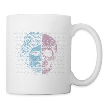 Digital Split Ancient Face Skull Art Design - Mug - white - Right