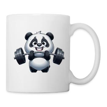 Panda with Dumbbell Bamboo China Fitness Bodybuilding - Mug - white - Right