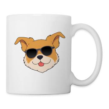 Funny dog with sunglasses design - Mug - white - Right