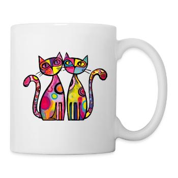Katzen Paar Bunt - Tasse - Weiß - Rechts