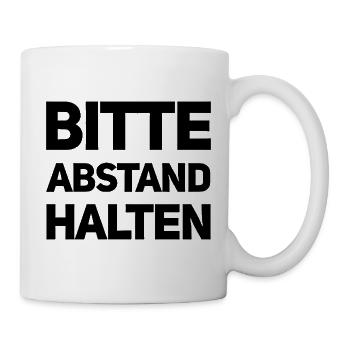 Bitte Abstand halten Morgenmuffel Langschläfer - Tasse - Weiß - Rechts