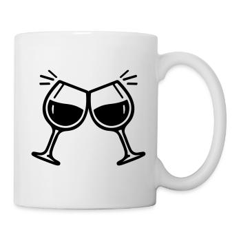 Wine glass toast cheers wine - Mug - white - Right