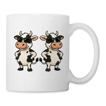 Vache avec lunettes de soleil et breloque - Mug blanc - blanc - Droite