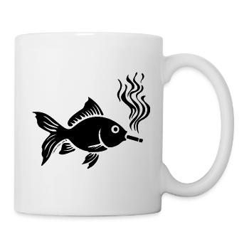 Cursed Goldfish Design – Dark Humor Artwork - Tasse - Weiß - Rechts