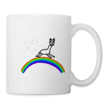 Regenbogen Alpaka Konfetti Muster - Tasse - Weiß - Rechts