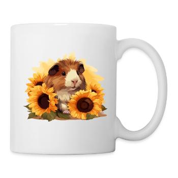 playful guinea pig motif with sunflowers - Mug - white - Right