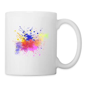 Farbige Farbspritzer Kunst Design - Tasse - Weiß - Rechts