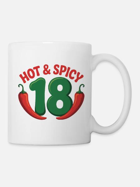 Hot & Spicy 18 – Chemise d’anniversaire Funny Chili - Mug blanc - blanc