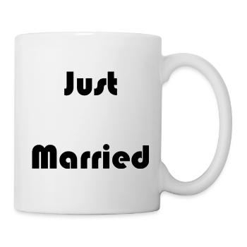 GERADE VERHEIRATET. Junggesellinnenabschied. VALENTINSTAG. PAAR - Tasse - Weiß - Rechts