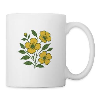 Gelber Blütenzweig  - Tasse - Weiß - Rechts