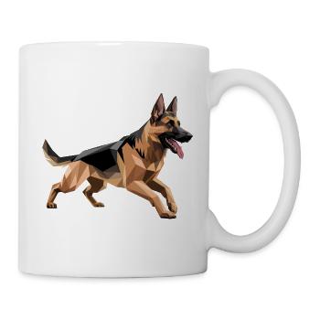 Deutscher Schäferhund - Cool Low Poly Logo - Tasse - Weiß - Rechts