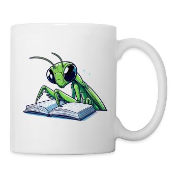 Reading grasshopper in the star book - Mug - white - Right