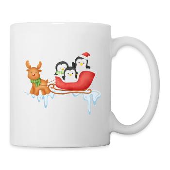 Pinguinschlittenfahrt im Winter Wonderland - Tasse - Weiß - Rechts