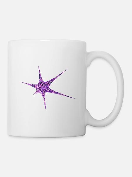 Purple Glitter Starburst Sparkle - Mug - white