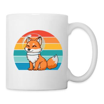 Astronauten Retro Raubtier Rotfuchs Fuchsliebhaber - Tasse - Weiß - Rechts