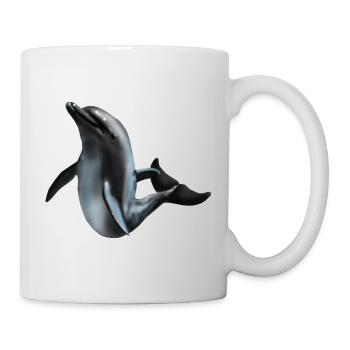 Delfin im Nachtlicht Silhouettenkunst - Tasse - Weiß - Rechts