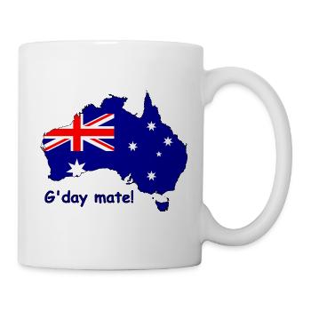 G'day Mate Australische Flagge - Tasse - Weiß - Rechts