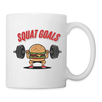 Squat Goals Cartoon Burger Fitness Design - Mug blanc - blanc - Droite
