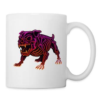 Neon Skelett Dinosaurier - Tasse - Weiß - Rechts