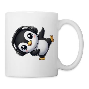 Lustiger Pinguin tanzt Breakdance mit Kopfhörer - Tasse - Weiß - Rechts