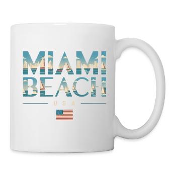 Miami Beach Palmiers Ville Voyage Design - Mug blanc - blanc - Droite