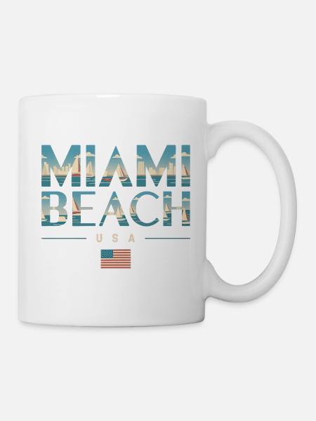 Miami Beach Palmen Stadt Reisedesign - Tasse - Weiß