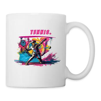Tennis Neon Vintage Druck Tennisspieler - Tasse - Weiß - Rechts