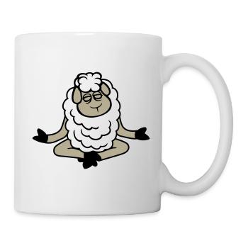 Sheep Relaxed Peaceful Yoga Lotus Meditation - Mug - white - Right