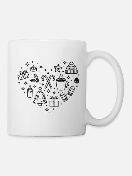 Weihnachten Herz X-Mas Herz Form Weihnachtszeit - Tasse - Weiß