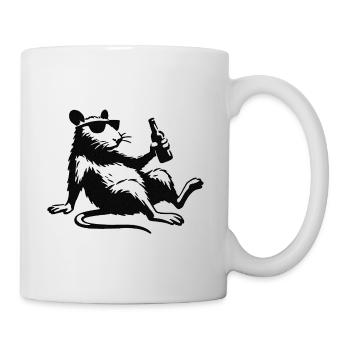 Ratte mit Flasche Sonnenbrille - Tasse - Weiß - Rechts