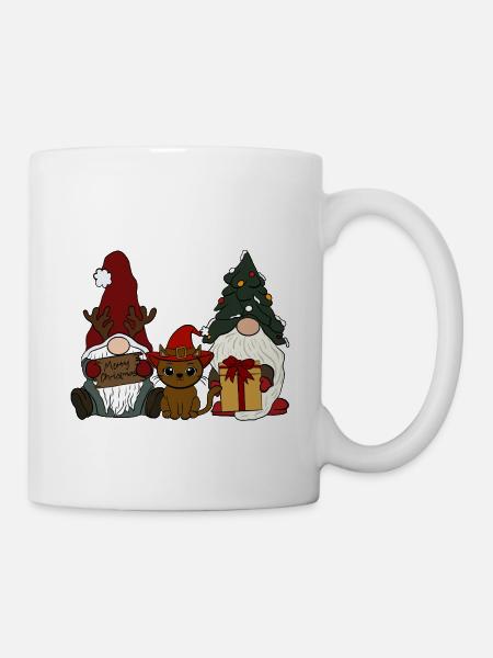 Wichtel mit Katze - Tasse - Weiß