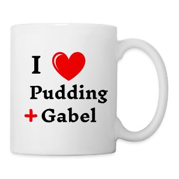 I liebe Pudding und Gabel pudding mit gabel essen  - Tasse - Weiß - Rechts