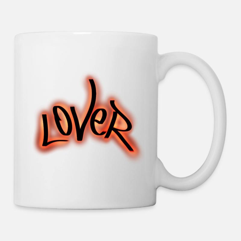 Lover Graffiti Neon Schrift - Tasse - Weiß