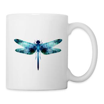 Libellule irisée dans les tons bleu-vert - Mug blanc - blanc - Droite