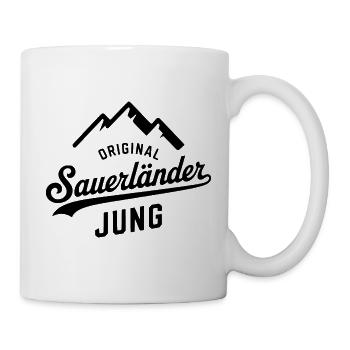 Sauerländer Jung Hoodie – Stolz aus dem Sauerland - Tasse - Weiß - Rechts