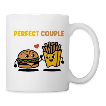 Perfect Couple Burger and Fries Cute Design - Tasse - Weiß - Rechts