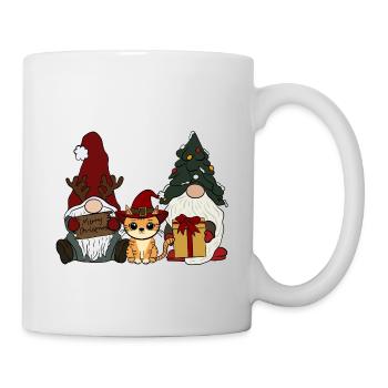 Katze mit Wichtel  - Tasse - Weiß - Rechts