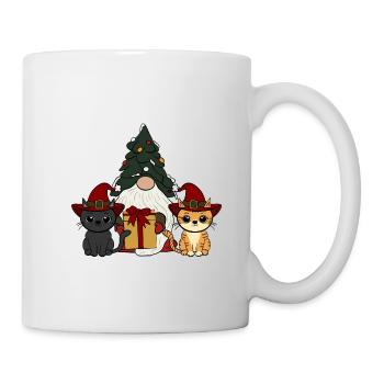 Katze mit Wichtel   - Tasse - Weiß - Rechts