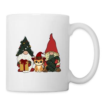Katze zwischen Wichteln - Tasse - Weiß - Rechts