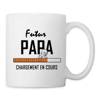 Baby in class on minimalist orange bar - Mug - white - Right