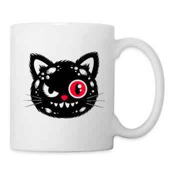 Chat noir aux yeux rouges - Mug blanc - blanc - Droite