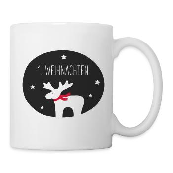 Rentier Silhouette mit rotem Schal - Tasse - Weiß - Rechts